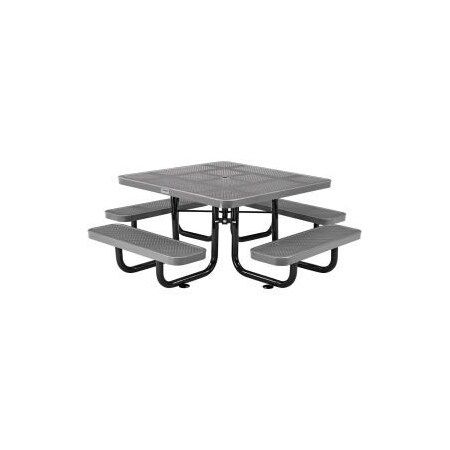 GLOBAL EQUIPMENT 46" Child's Square Outdoor Steel Picnic Table, Perforated Metal, Gray 694551KGY